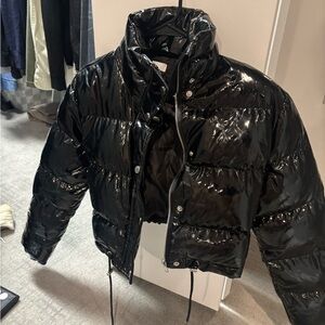 Adika Shiny Black Leather Jacket